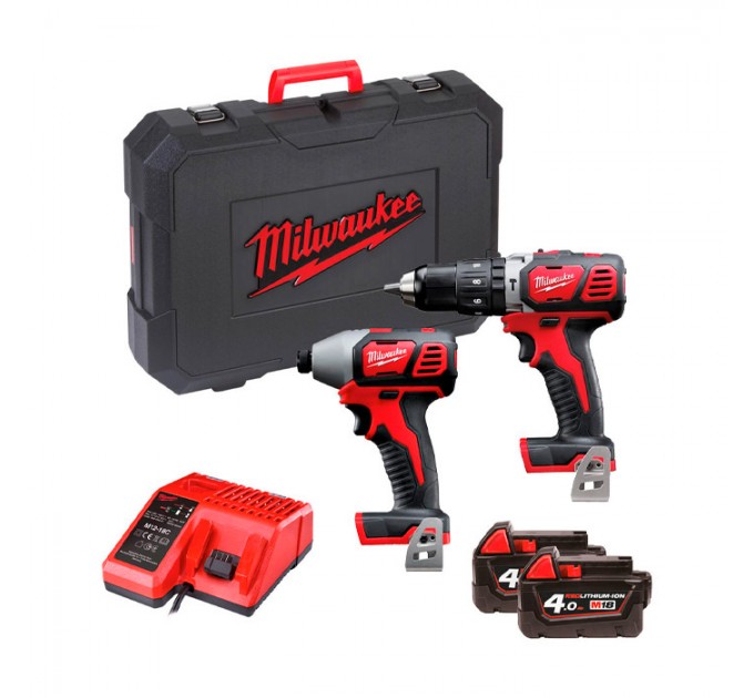 Set masina de gaurit si insurubat cu impact Milwaukee M18BPP2C-402C