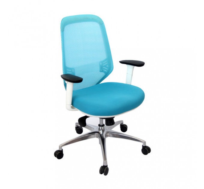 Scaun de birou cu spate din ţesut albastru şi şezut albastru