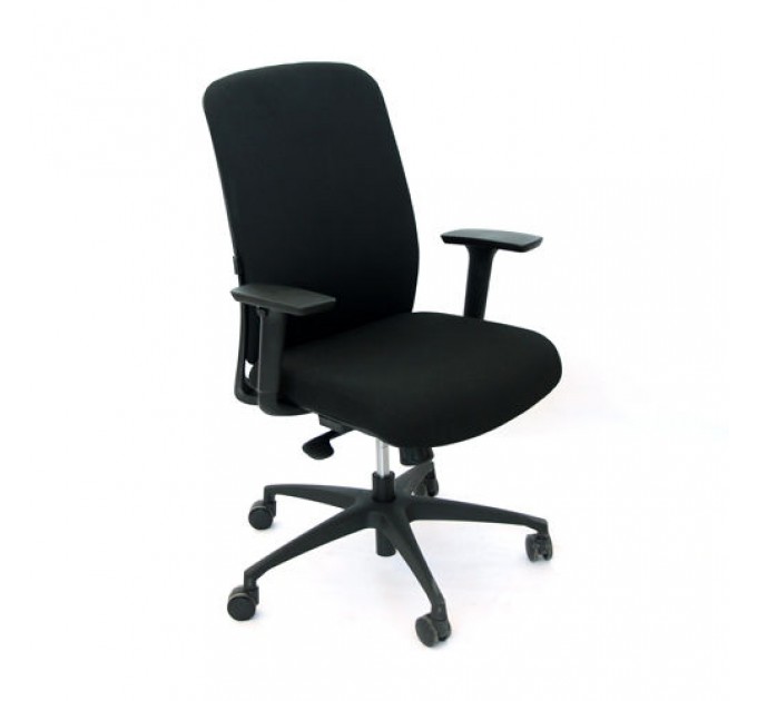 Scaun de birou cu spate din ţesut negru şi şezut negru