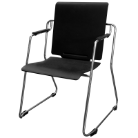 Офисный стул из пластика с хромированными ножками, серый