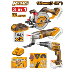 Набор из 3 аккумуляторных инструментов INGCO COSLI250382